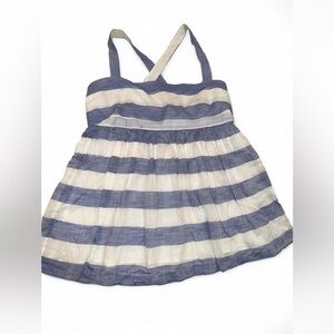 J. Crew Blue and White Striped Babydoll Top
